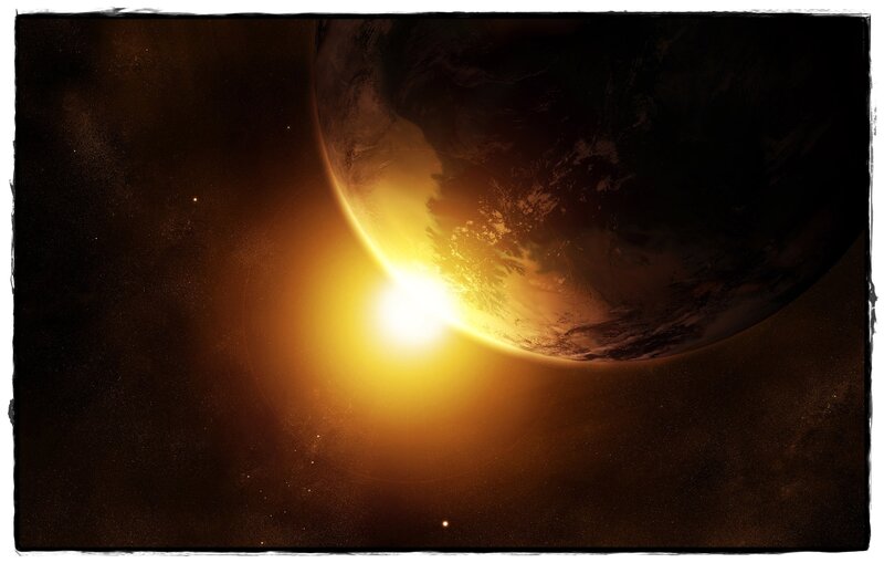 Planet Earth from Space — Black, Dramatic, Sunset