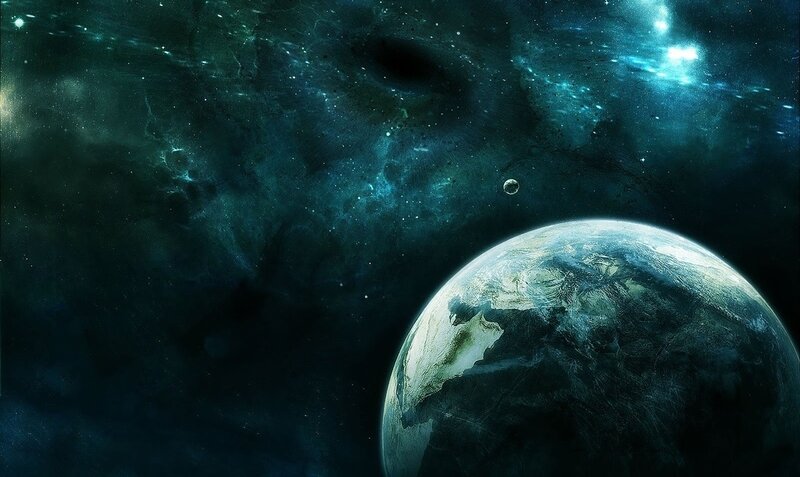 Planet Earth from Space — Blue, Cosmic, Digital Art