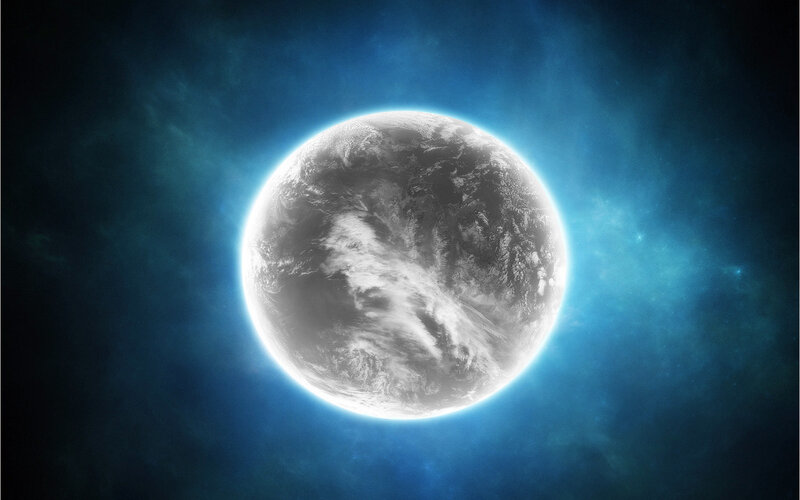 Planet Earth from Space — Blue, Dramatic, Digital Art, Clouds, Light