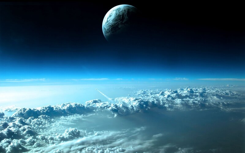 Planet Earth from Space — Blue, Dramatic, Digital Art, Clouds