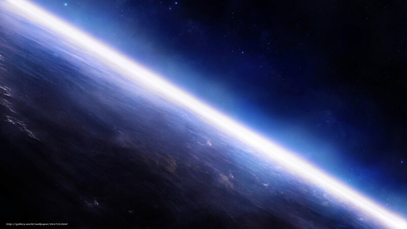 Planet Earth from Space — Blue, Dramatic, Digital Art, Stars, Atmosphere