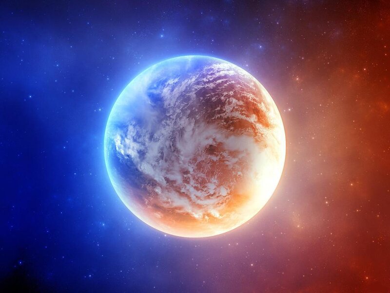 Planet Earth from Space — Blue, Dramatic, Digital Art, Stars