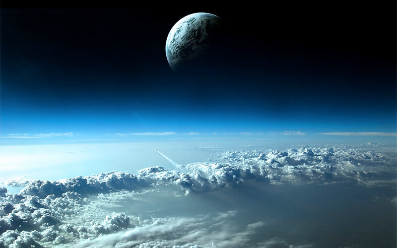 Planet Earth from Space — Blue, Dramatic, Digital Art