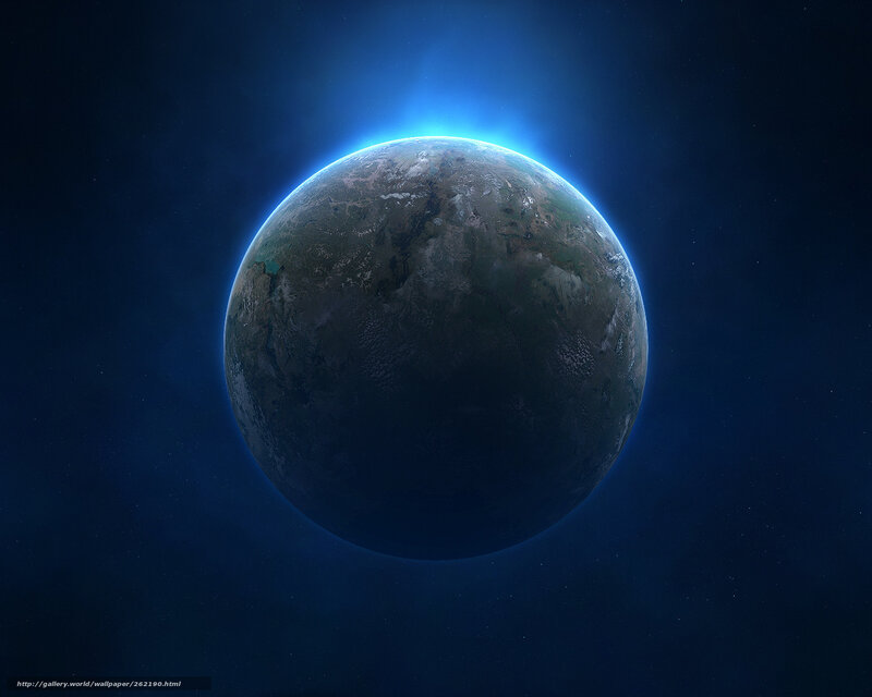 Planet Earth from Space — Blue, Dramatic, Night, Digital Art, Stars, Atmosphere