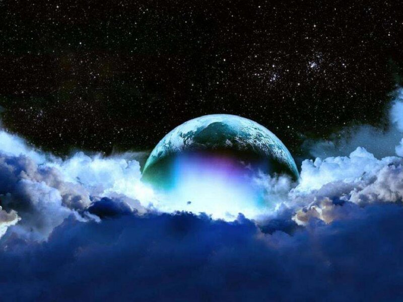 Planet Earth from Space — Blue, Dramatic, Night, Digital Art, Stars, Clouds, Atmosphere