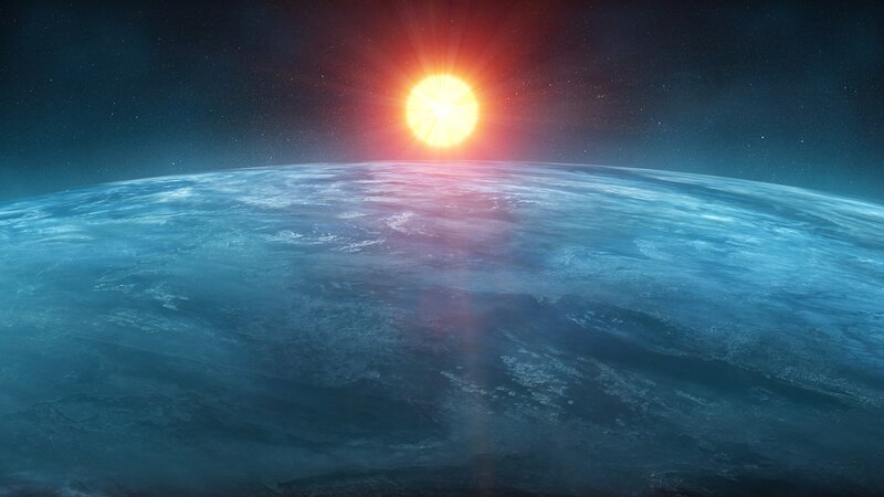 Planet Earth from Space — Blue, Dramatic, Sunrise, Digital Art