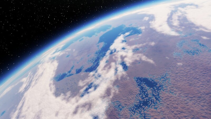 Planet Earth from Space — Blue, Serene, 3d Render, Clouds, Ocean, Stars