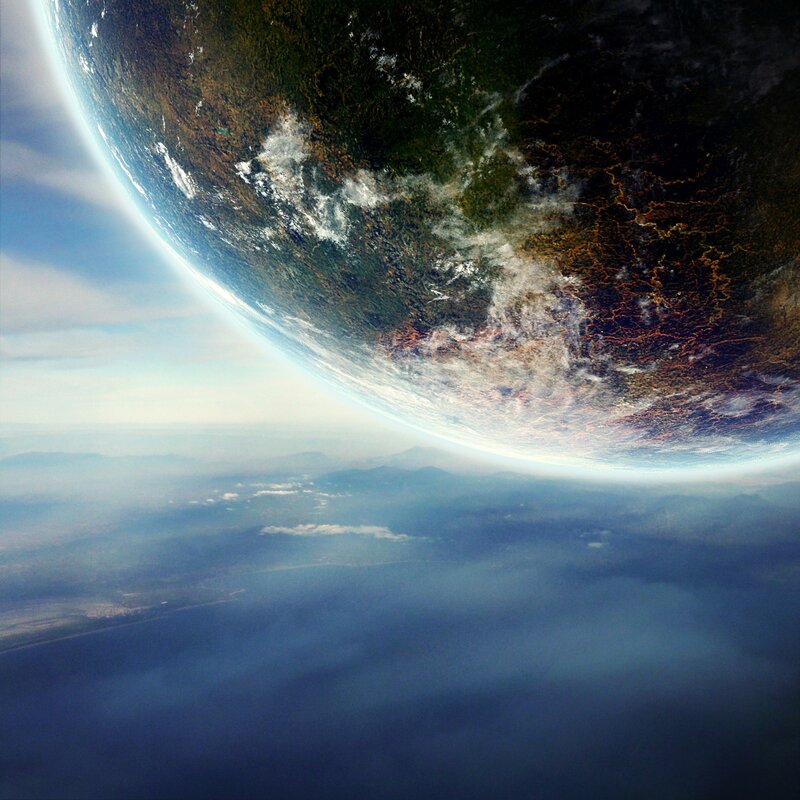 Planet Earth from Space — Blue, Serene, Digital Art, Clouds, Ocean