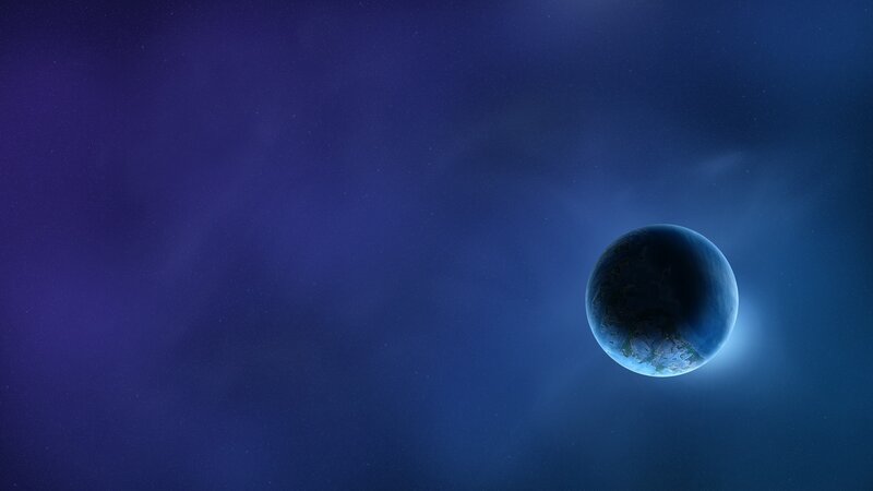 Planet Earth from Space — Blue, Serene, Digital Art, Stars