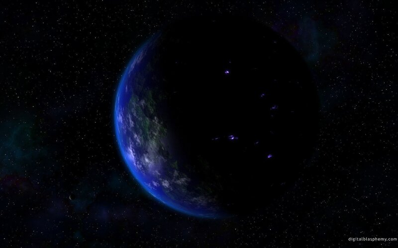 Planet Earth from Space — Blue, Serene, Night