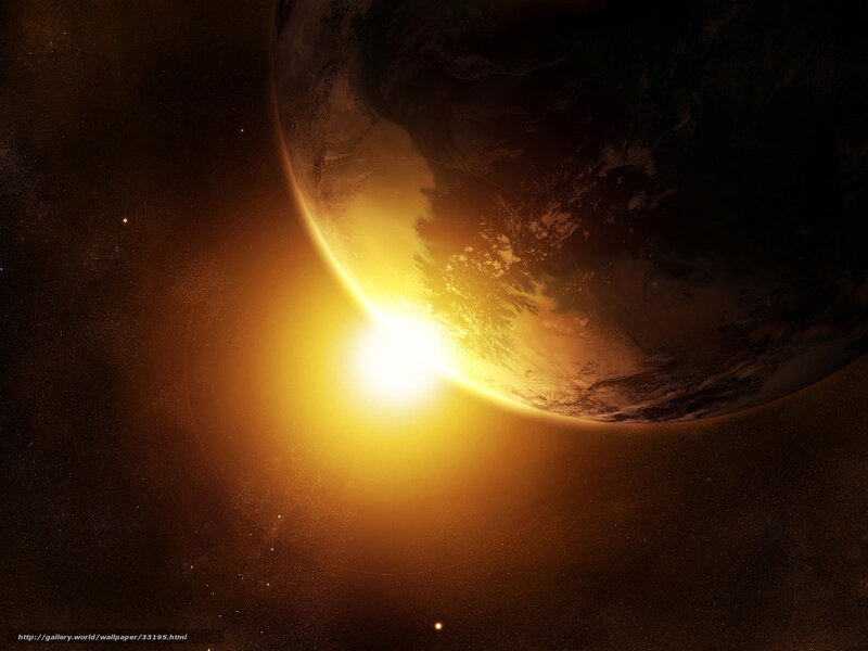 Planet Earth from Space — Orange, Dramatic, Sunset, Digital Art