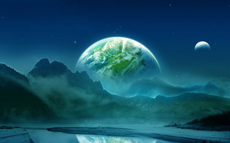 Planet Earth in Sky — Blue, Serene