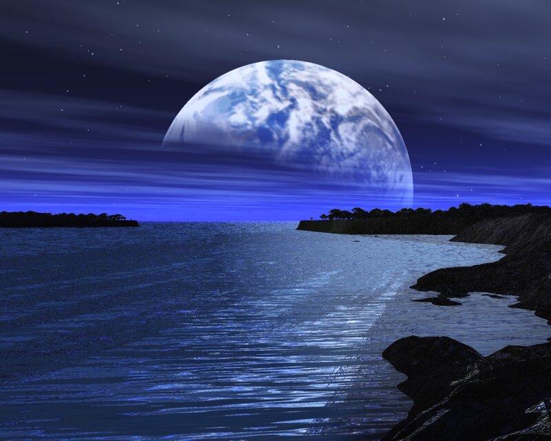 Planet Earth in Sky — Blue