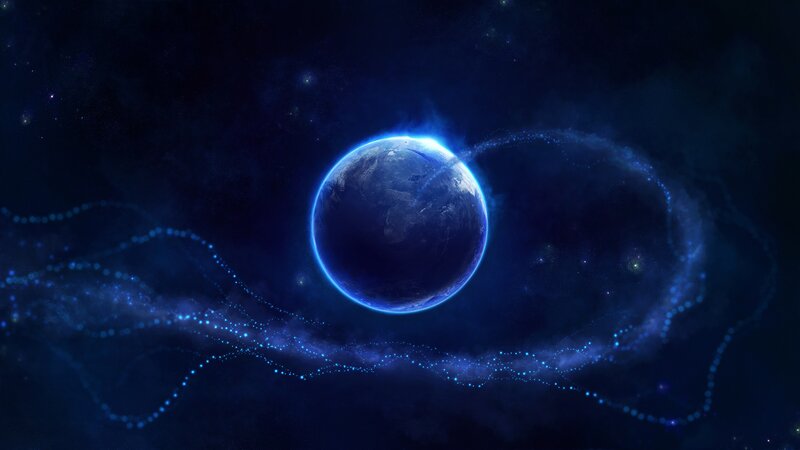 Planet Earth in Space — Blue, Cosmic, Night