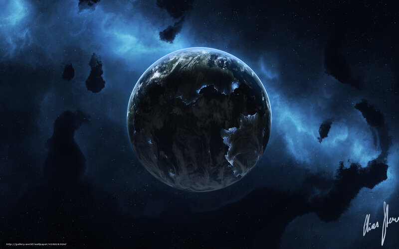 Planet Earth in Space — Blue, Dramatic, Night