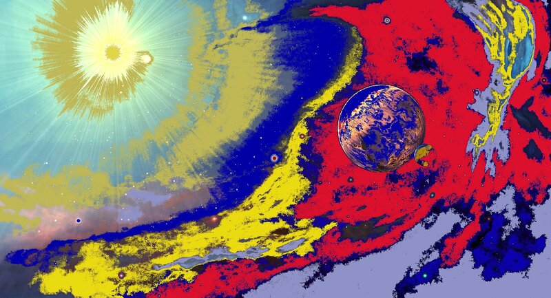 Planet Earth in Space — Red
