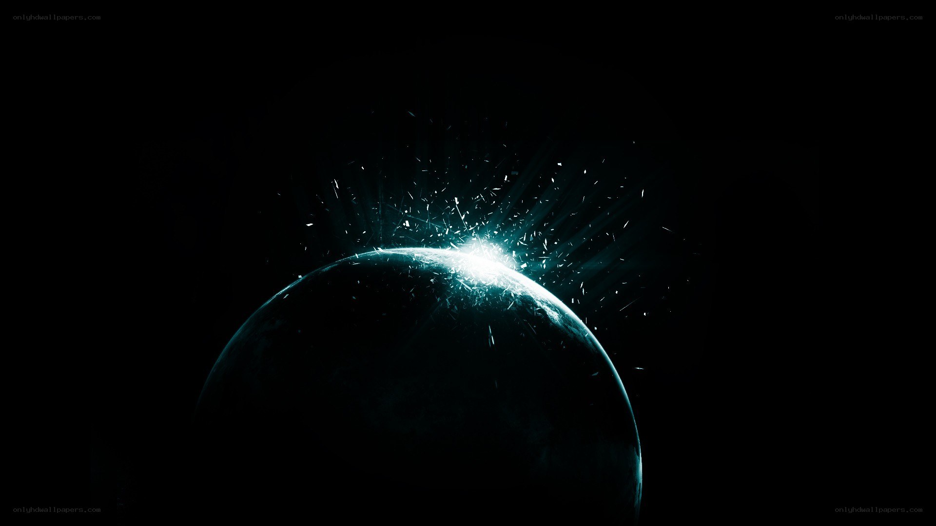 Planet explosion in space