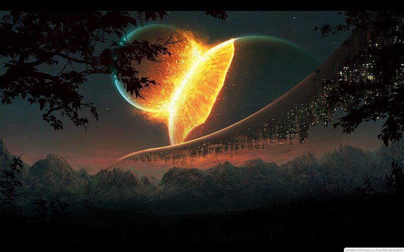 Planet Explosion — Orange, Dramatic, Night