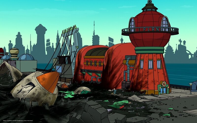 Planet Express in ruins