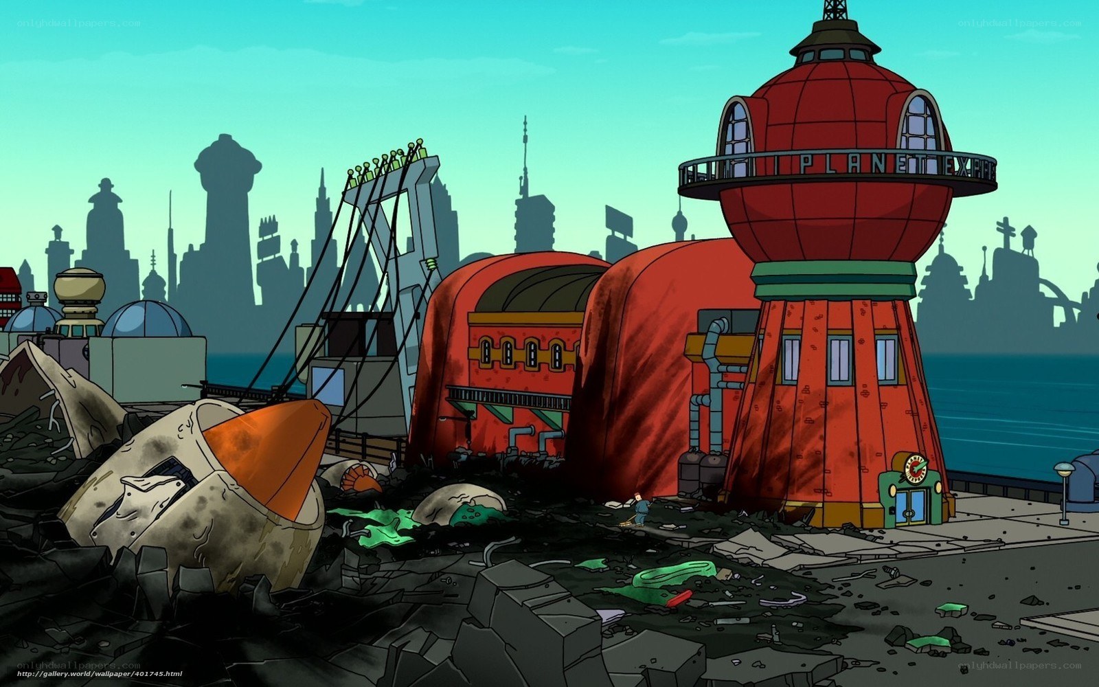 Planet Express in ruins