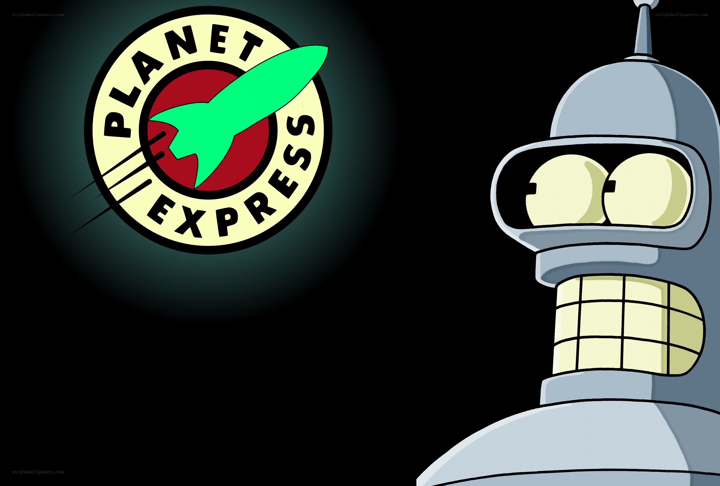 Planet Express logo and Bender