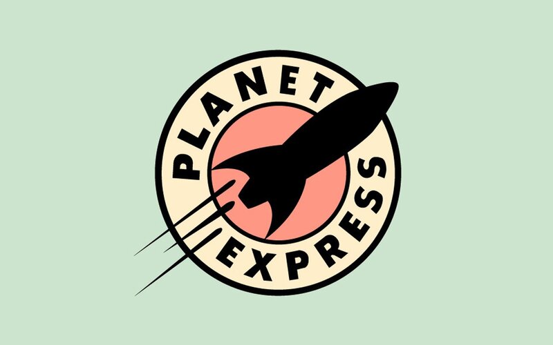 Planet Express Logo — Green, Retro, Vector Art