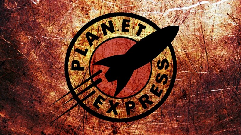 Planet Express logo on distressed background