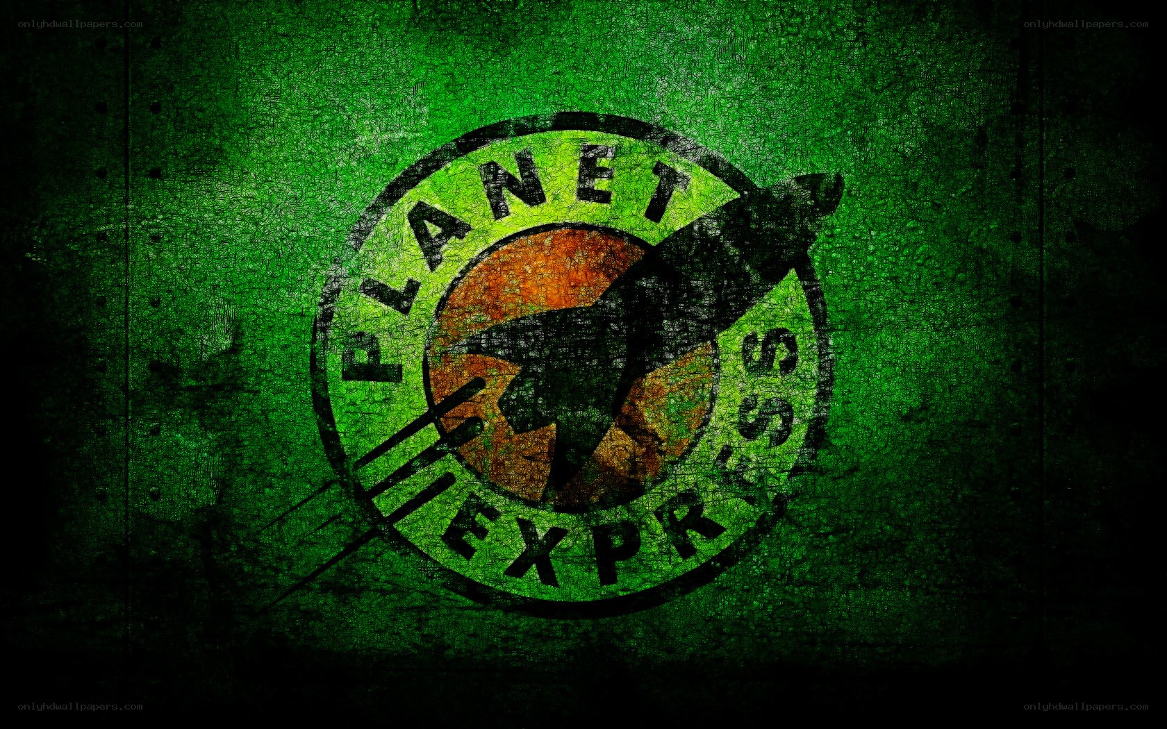 Planet Express logo on green background
