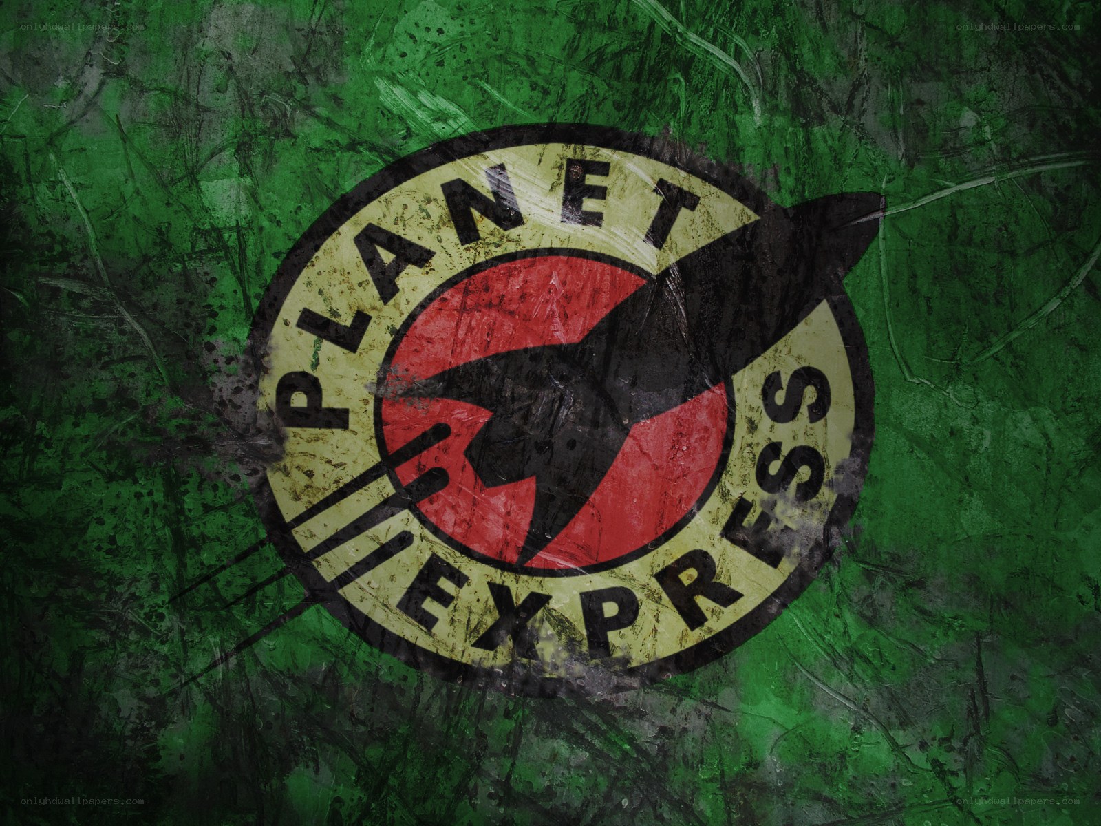 Planet Express logo on green background