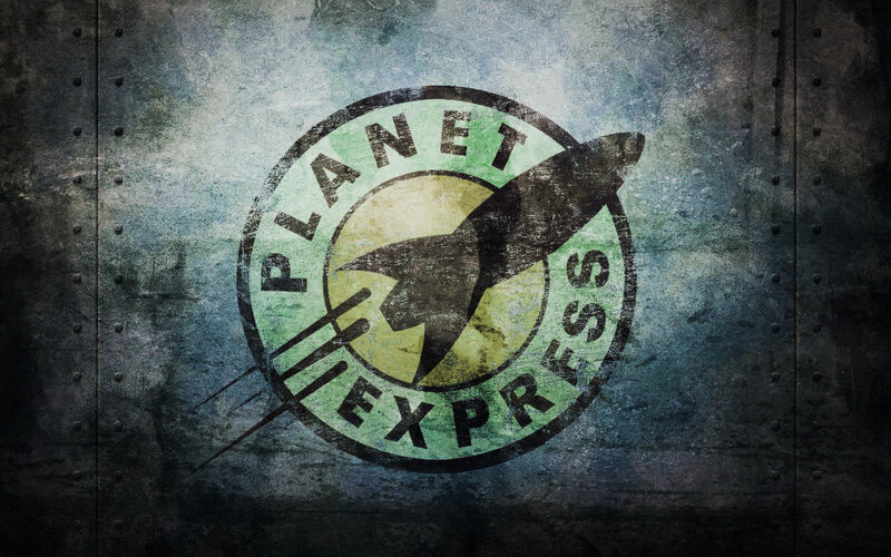 Planet Express logo on metal