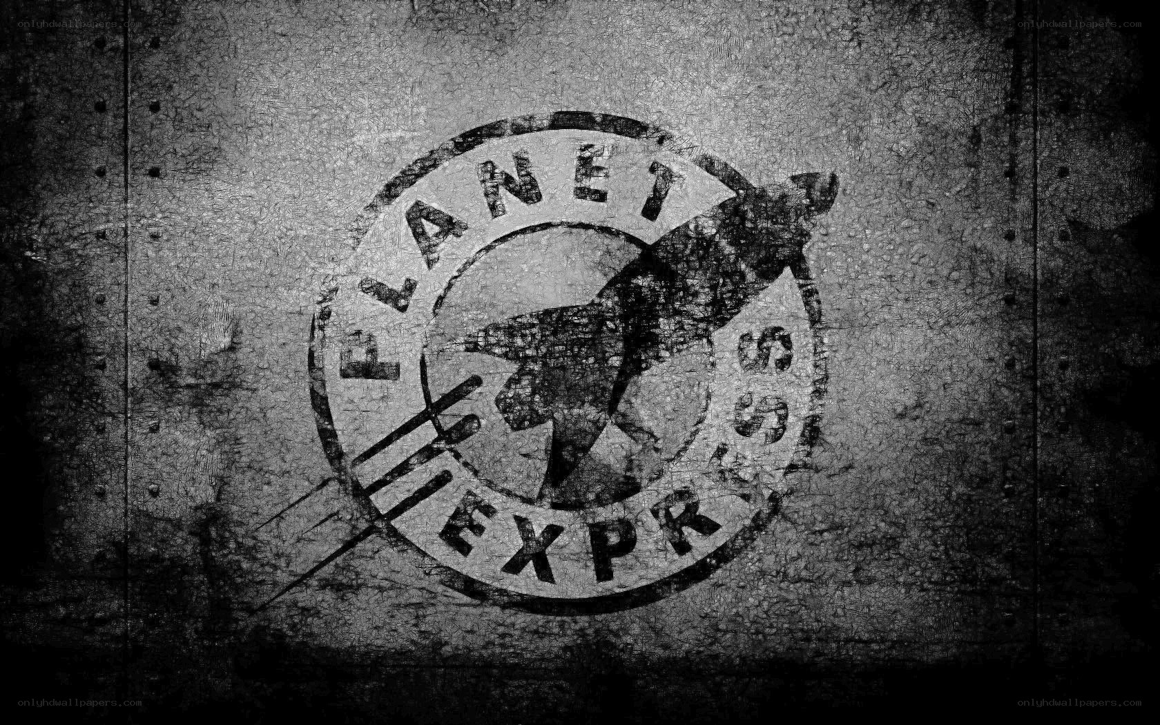 Planet Express logo on metal