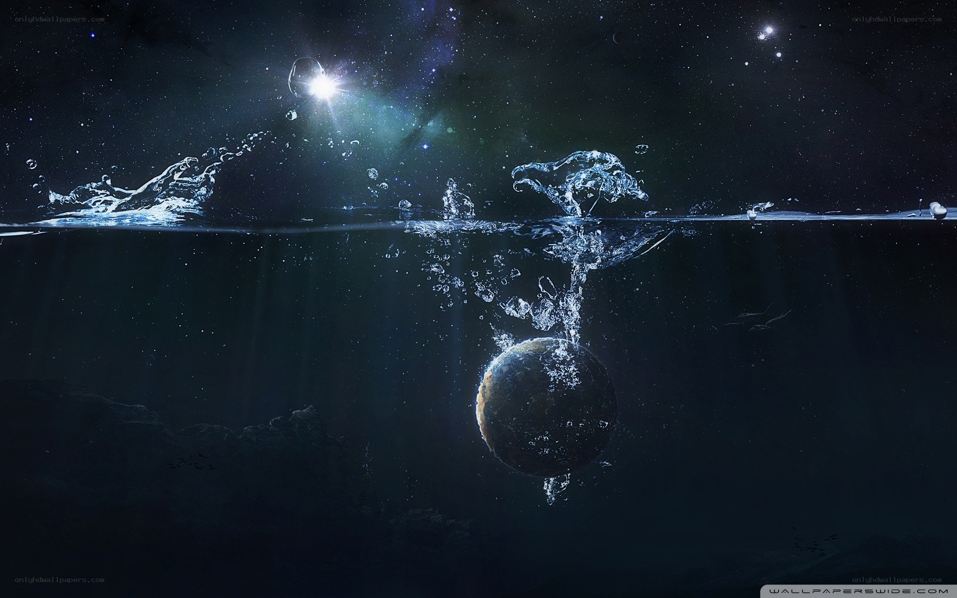 planet falling into water