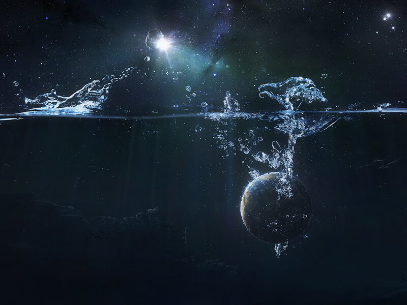 planet falling into water