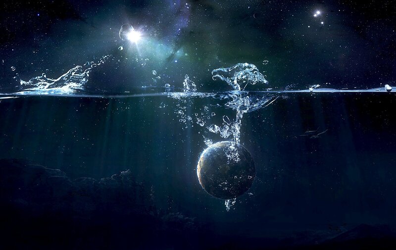 planet falling into water