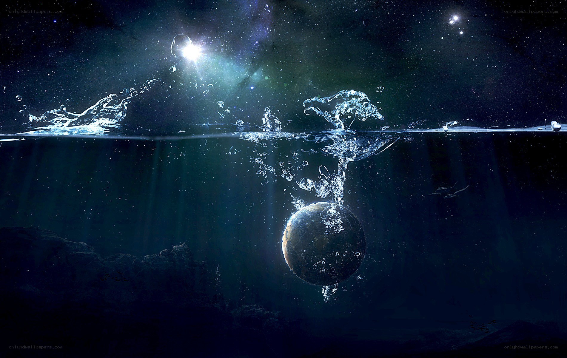 planet falling into water