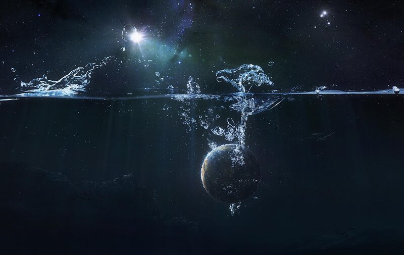 planet falling into water