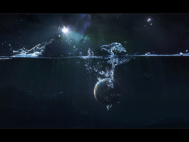 planet falling into water