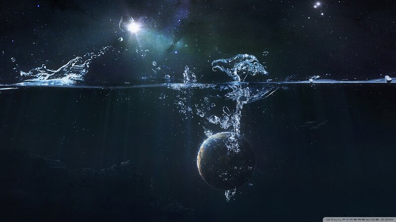 Planet falling into water