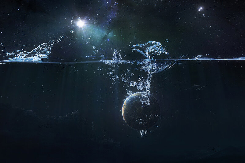 Planet Falling into Water
