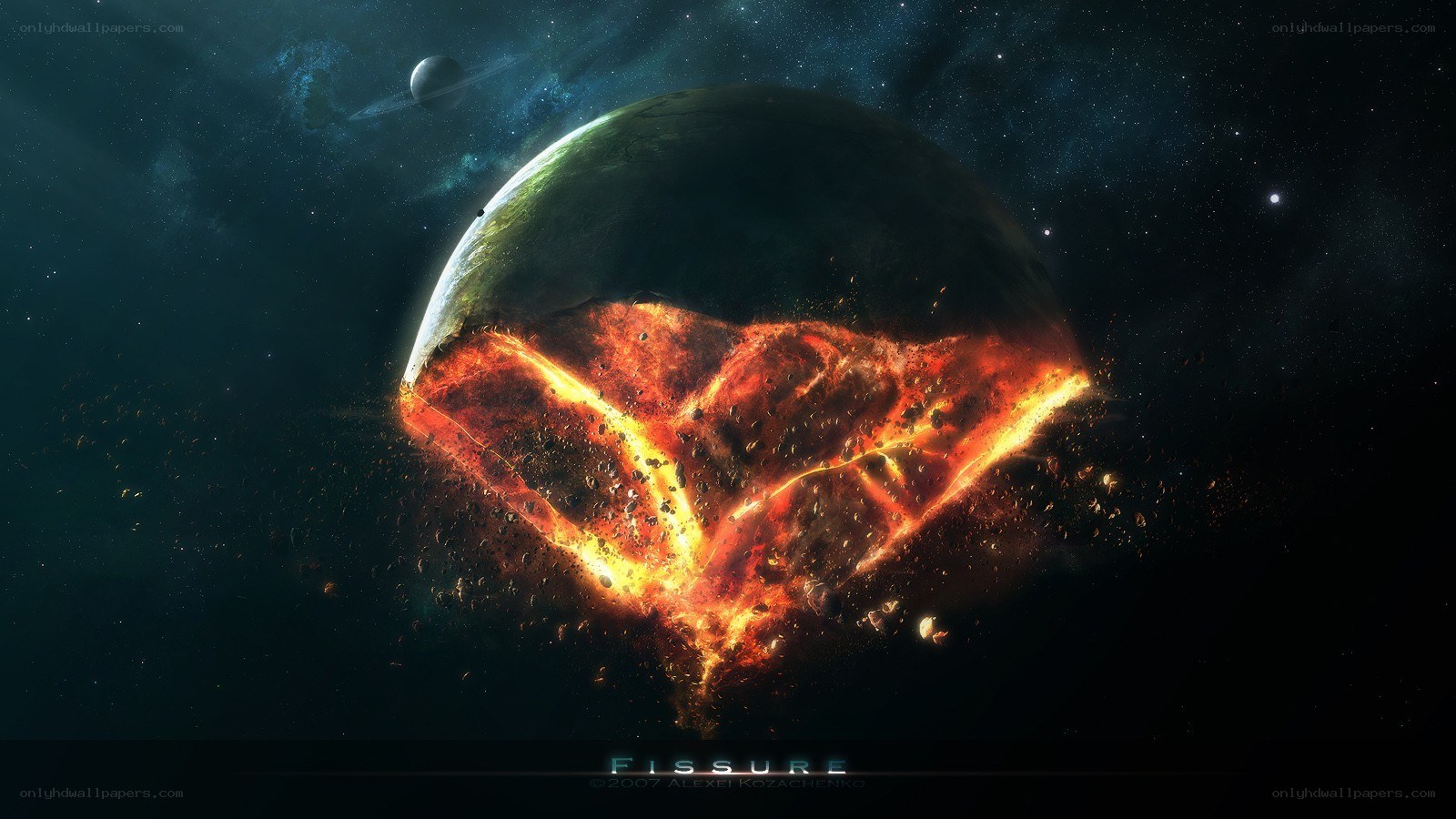 Planet fissure in space