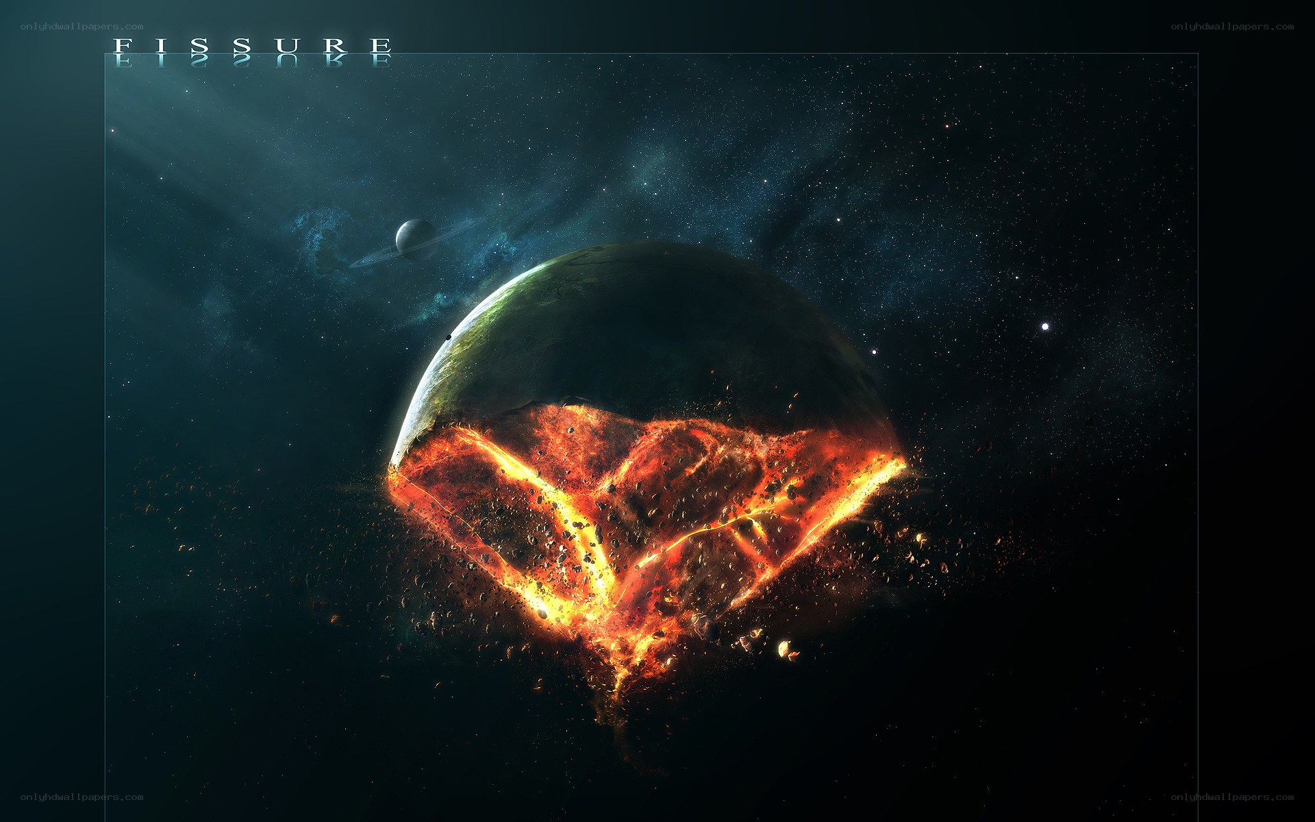 Planet fissure in space