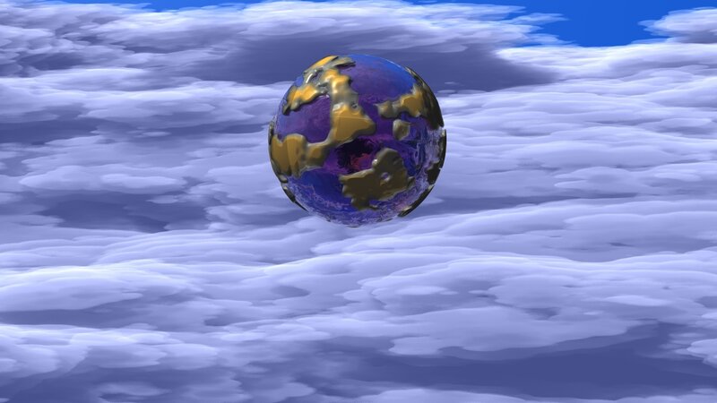 Planet Floating in Clouds