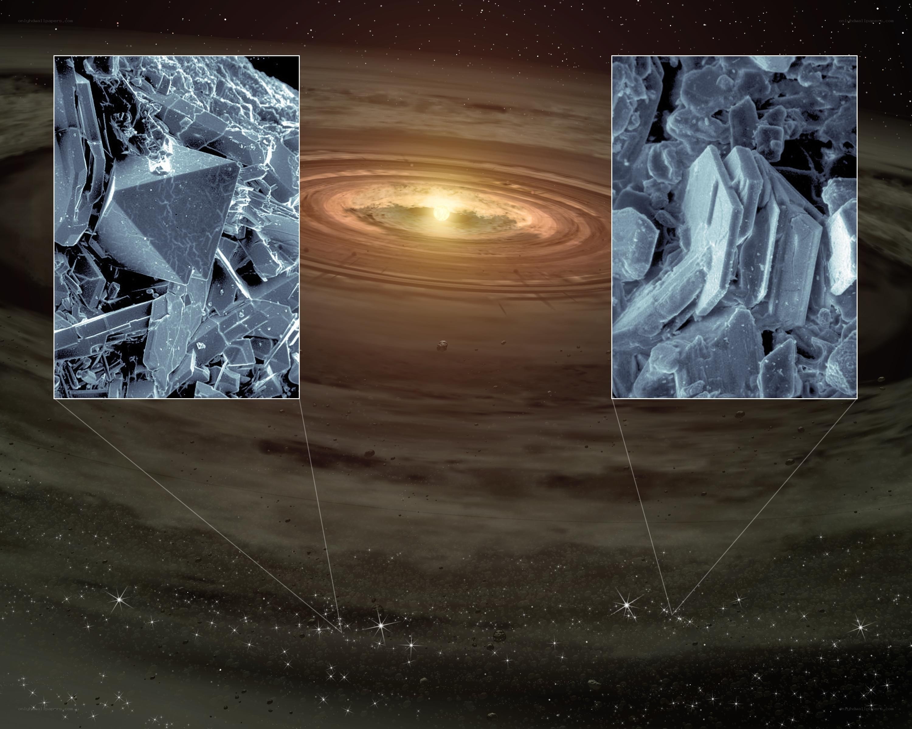 Planet-forming disk with mineral samples
