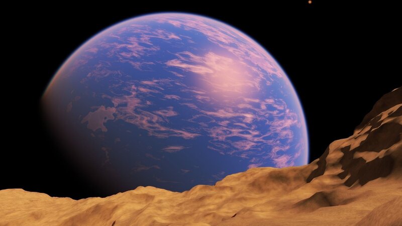 Planet from Moon Surface — Blue