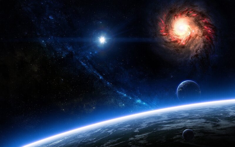 Planet from Space — Blue, Dramatic, Digital Art, Star, Galaxy