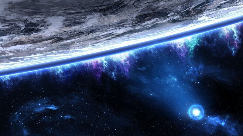 Planet from Space — Blue, Dramatic, Digital Art, Stars, Nebula