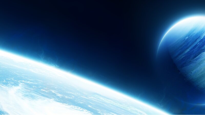 Planet from Space — Blue, Serene, Digital Art, Atmosphere, Clouds