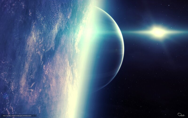 Planet from Space — Blue, Serene, Digital Art, Star