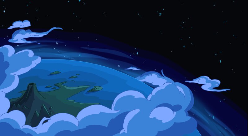 Planet from Space — Blue, Serene, Night, Anime
