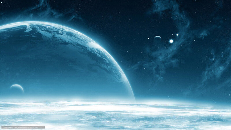Planet from Space — Blue, Serene, Night, Digital Art